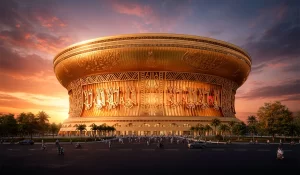 Início 13 Estádio Trong Dong no Vietnã, projeto do maior estádio de futebol do mundo com capacidade para 135 mil pessoas.